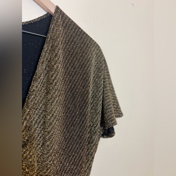 Show Me Your MuMu Dress - Women’s Large Gold - Metallic Mini V-Neck - Picture 4 of 9